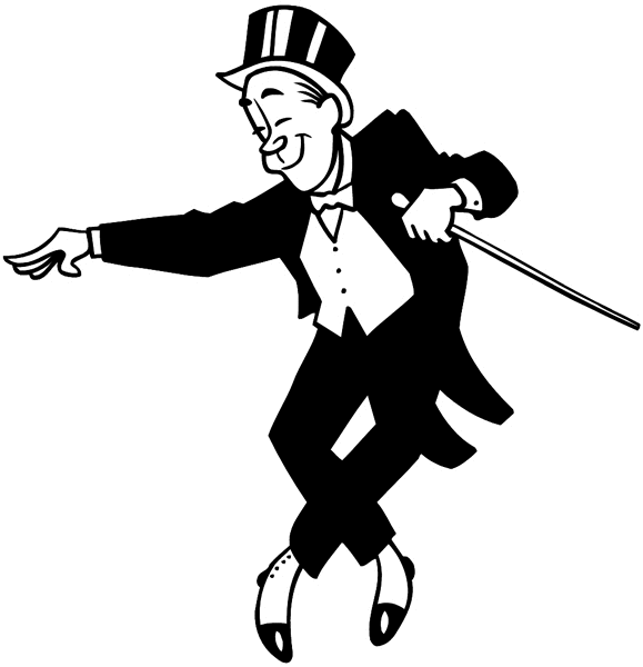 Tap dancing tuxedo wearer vinyl sticker. Customize on line. Entertainment And Circus 033-0271